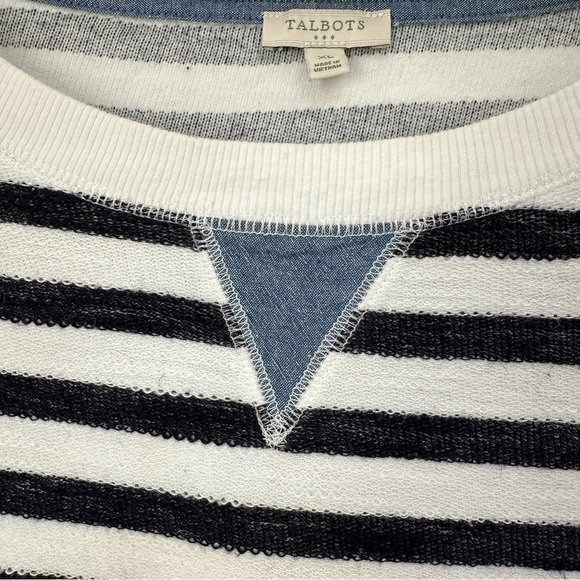 Talbots Navy and White Long Sleeve Crewneck Top, XL - Picture 3 of 7